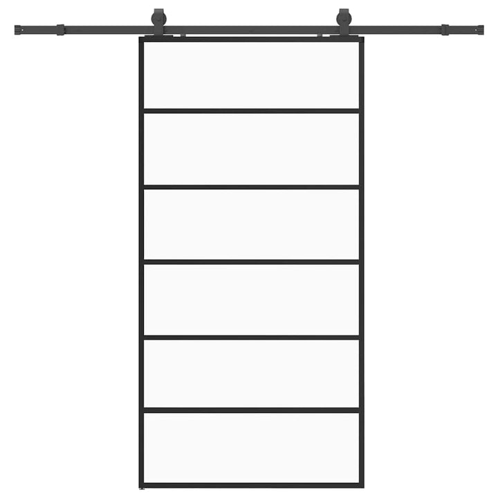 skydedør med hardwaresæt 102x205 cm ESG glas sort
