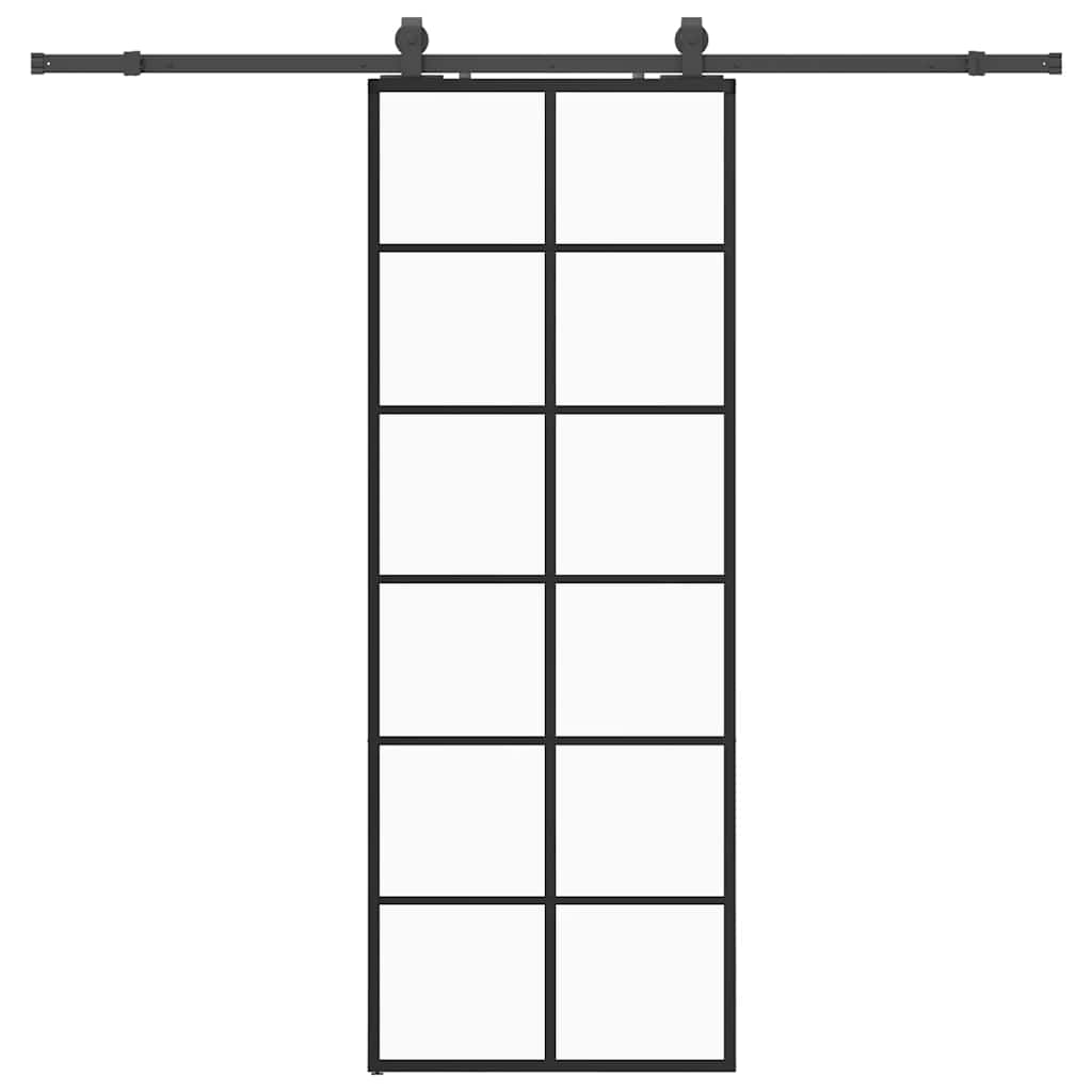 skydedør med hardwaresæt 76x205 cm ESG glas sort