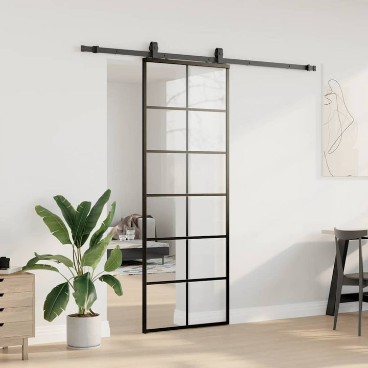 skydedør med hardwaresæt 76x205 cm ESG glas sort