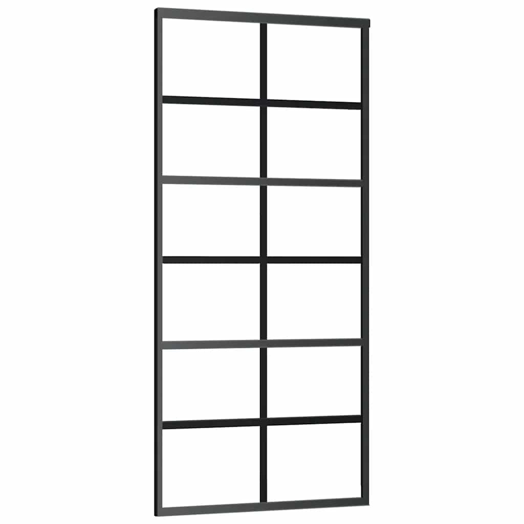 skydedør med hardwaresæt 90x205 cm ESG glas sort