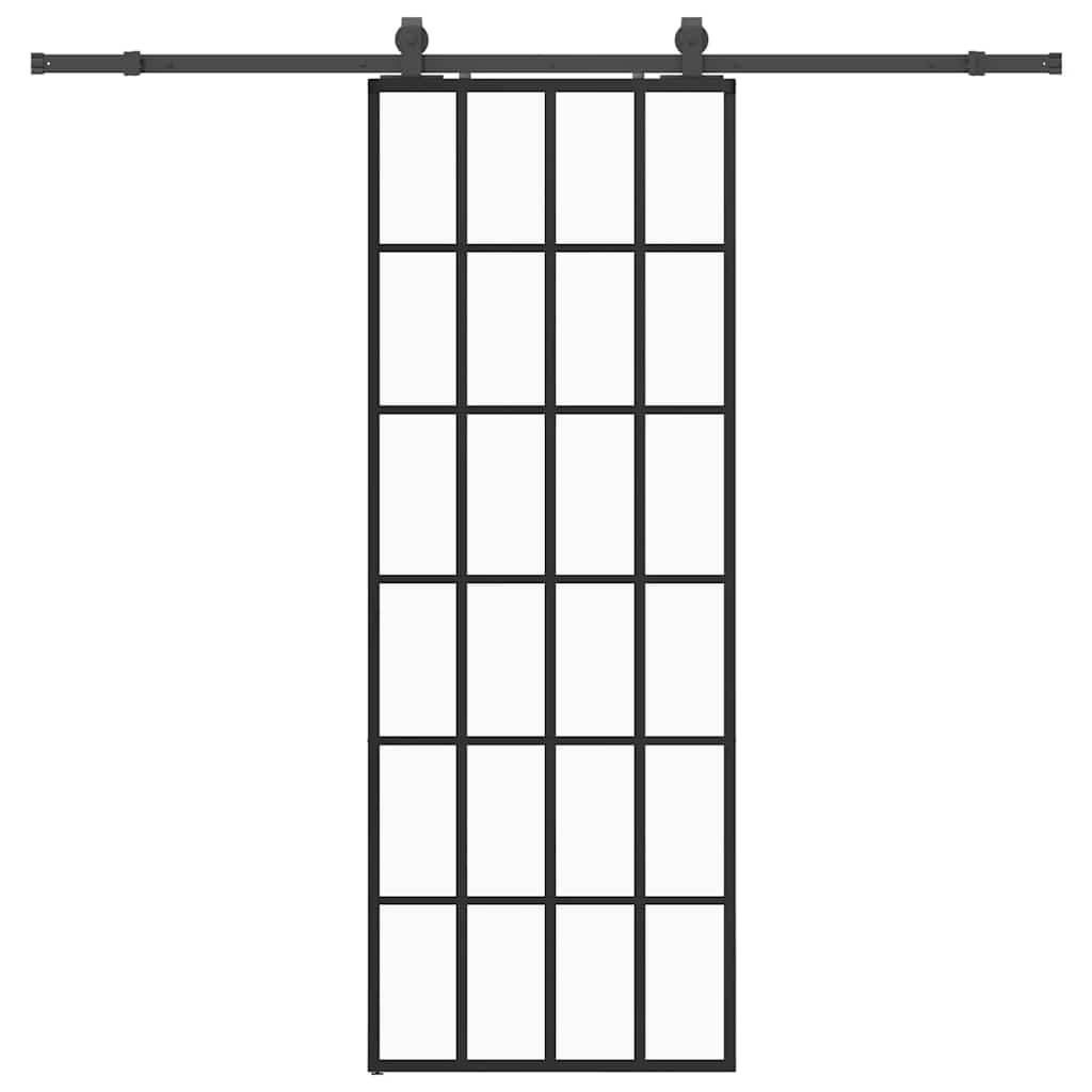 skydedør med hardwaresæt 76x205 cm ESG glas sort