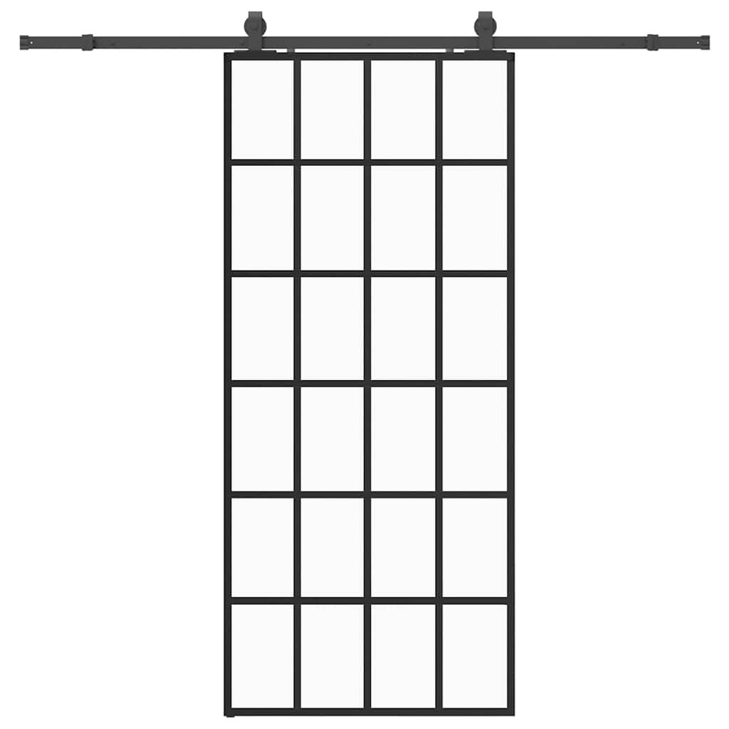 skydedør med hardwaresæt 90x205 cm ESG glas sort