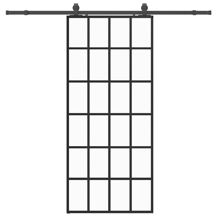 skydedør med hardwaresæt 90x205 cm ESG glas sort