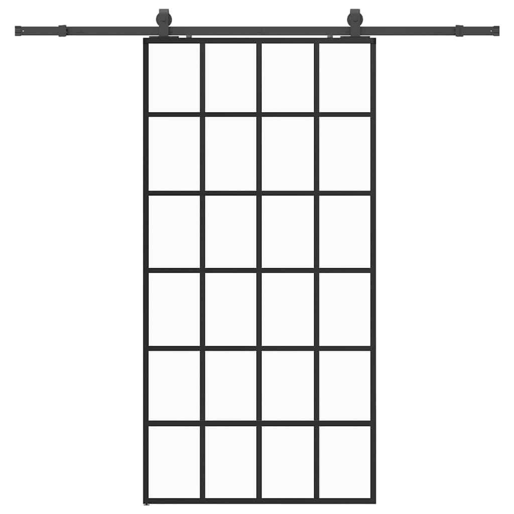 skydedør med hardwaresæt 102x205 cm ESG glas sort