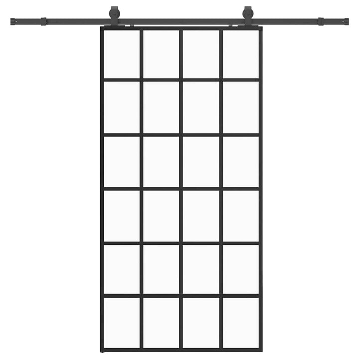 skydedør med hardwaresæt 102x205 cm ESG glas sort