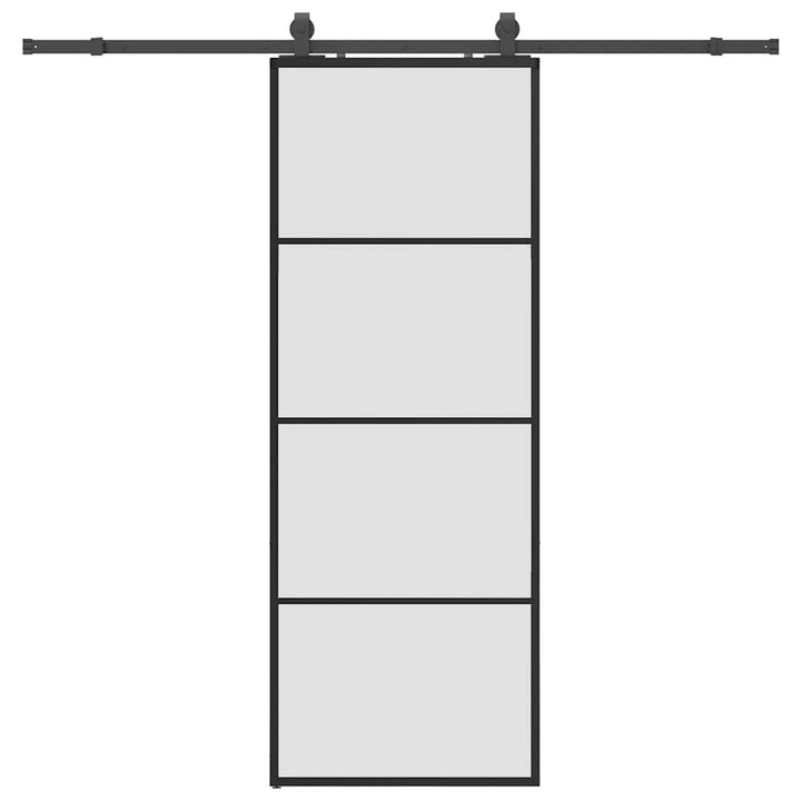 skydedør med hardwaresæt 76x205 cm ESG glas sort