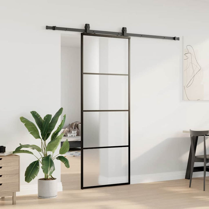 skydedør med hardwaresæt 76x205 cm ESG glas sort