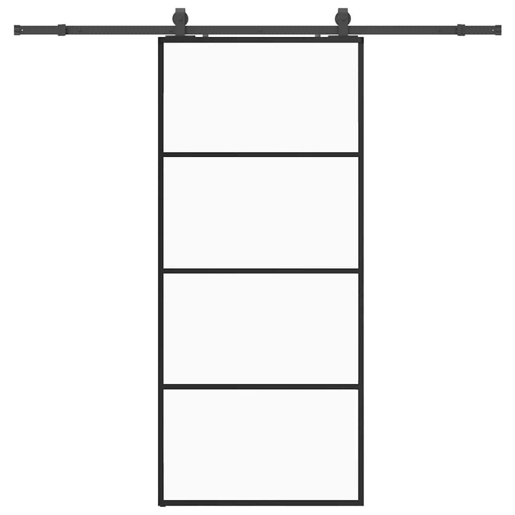skydedør med hardwaresæt 90x205 cm ESG glas sort