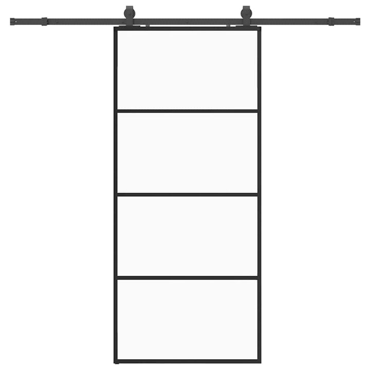 skydedør med hardwaresæt 90x205 cm ESG glas sort