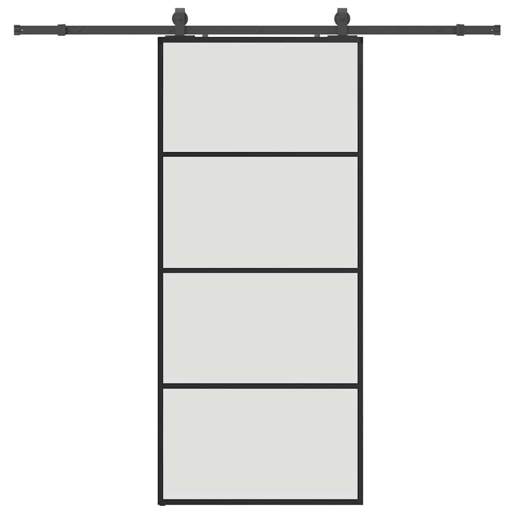 skydedør med hardwaresæt 90x205 cm ESG glas sort