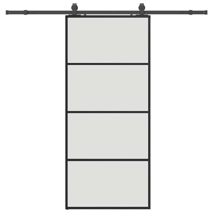 skydedør med hardwaresæt 90x205 cm ESG glas sort
