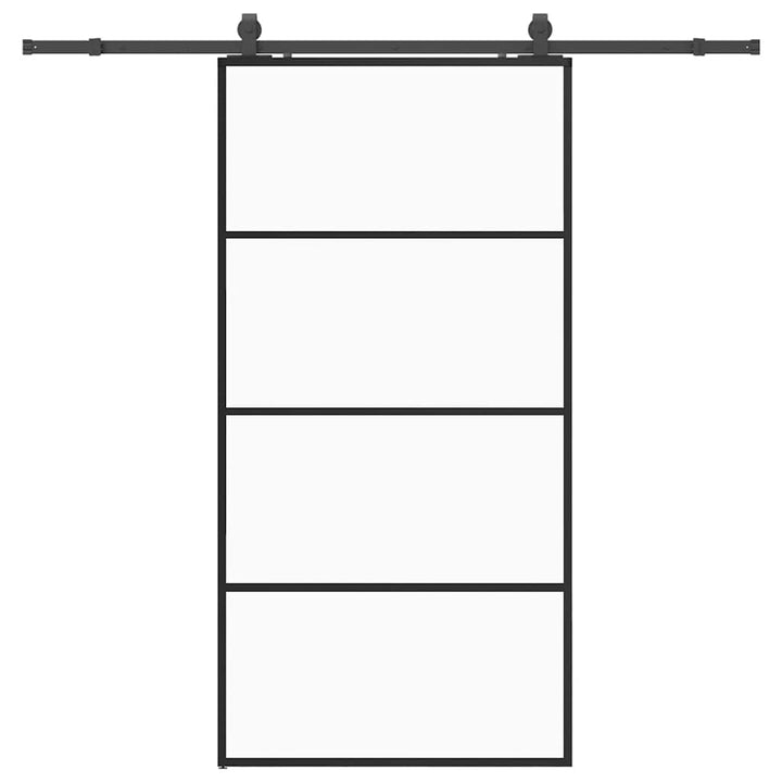 skydedør med hardwaresæt 102,5x205 cm ESG glas sort