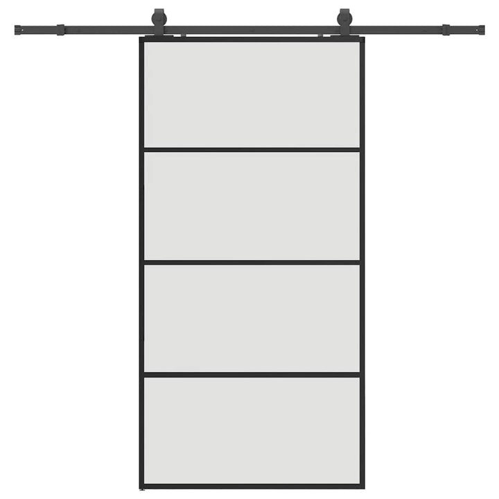 skydedør med hardwaresæt 102,5x205 cm ESG glas sort