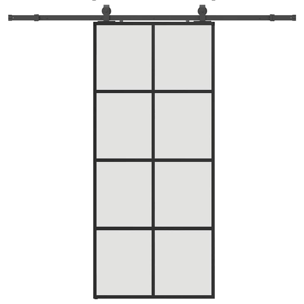 skydedør med hardwaresæt 90x205 cm ESG glas sort