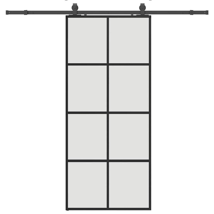 skydedør med hardwaresæt 90x205 cm ESG glas sort