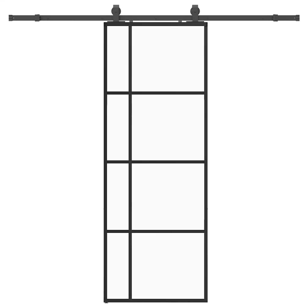 skydedør med hardwaresæt 76x205 cm ESG glas sort