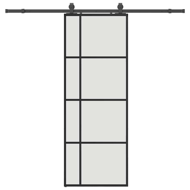 skydedør med hardwaresæt 76x205 cm ESG glas sort