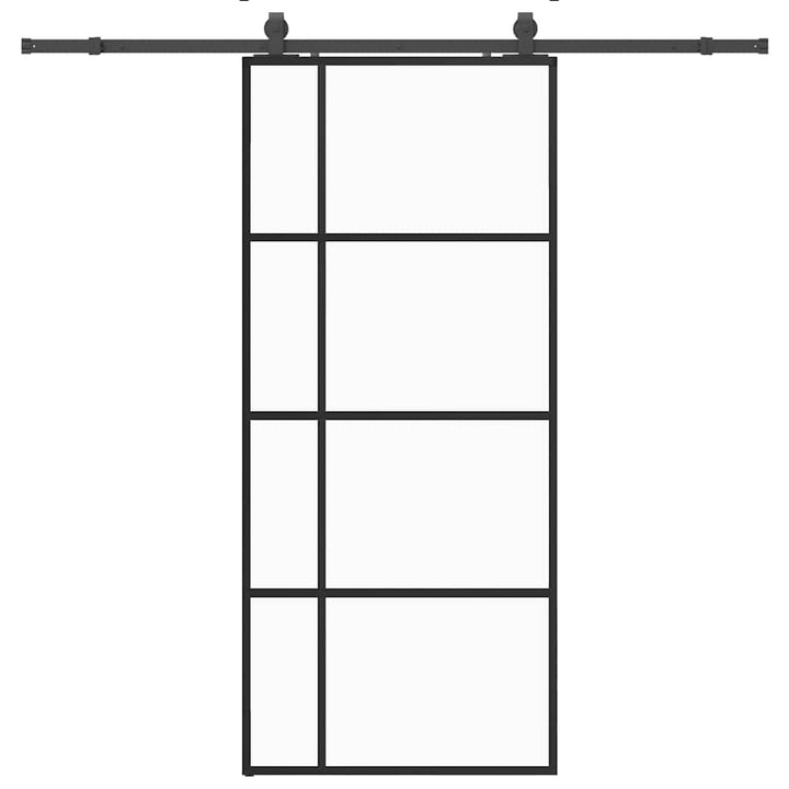 skydedør med hardwaresæt 90x205 cm ESG glas sort