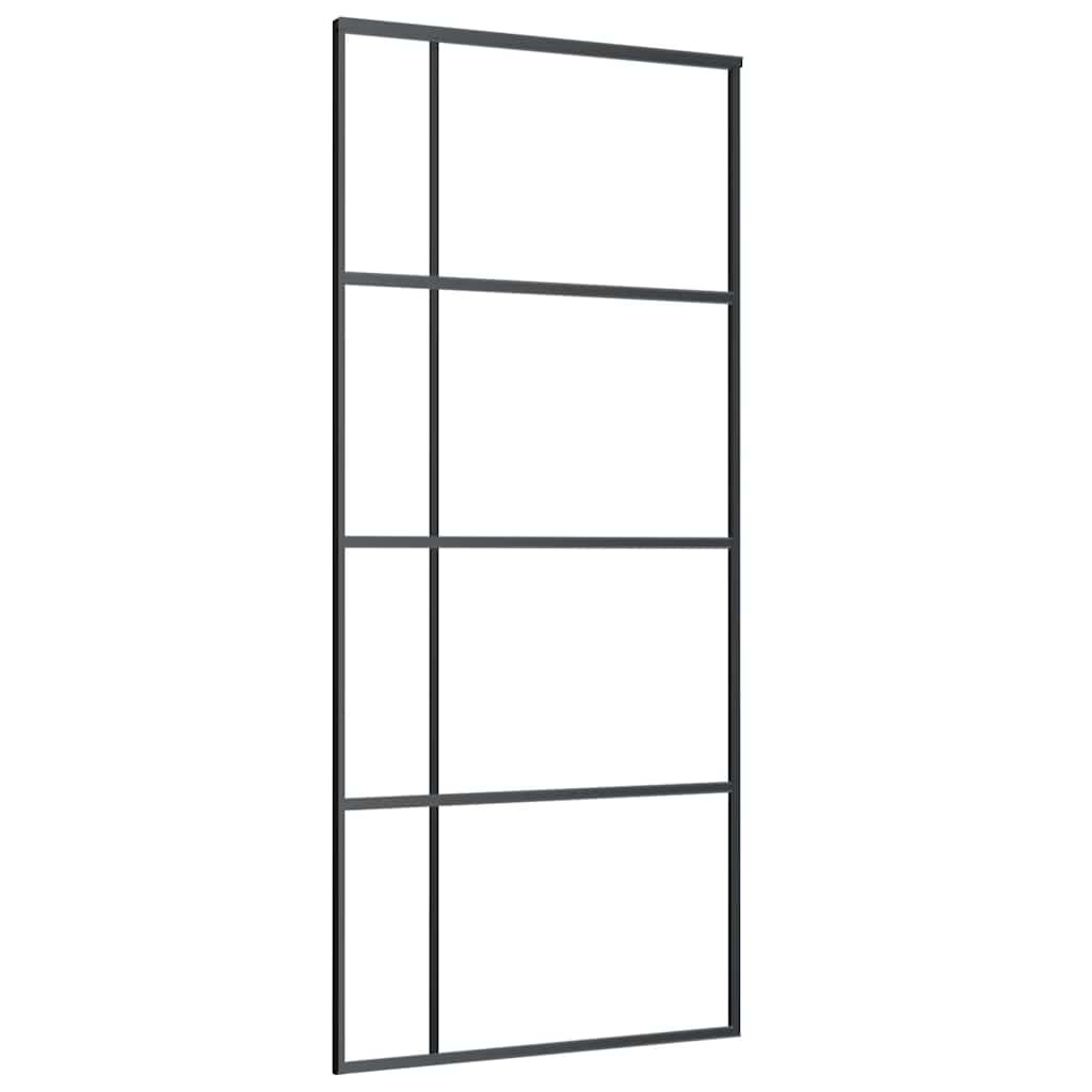 skydedør med hardwaresæt 90x205 cm ESG glas sort