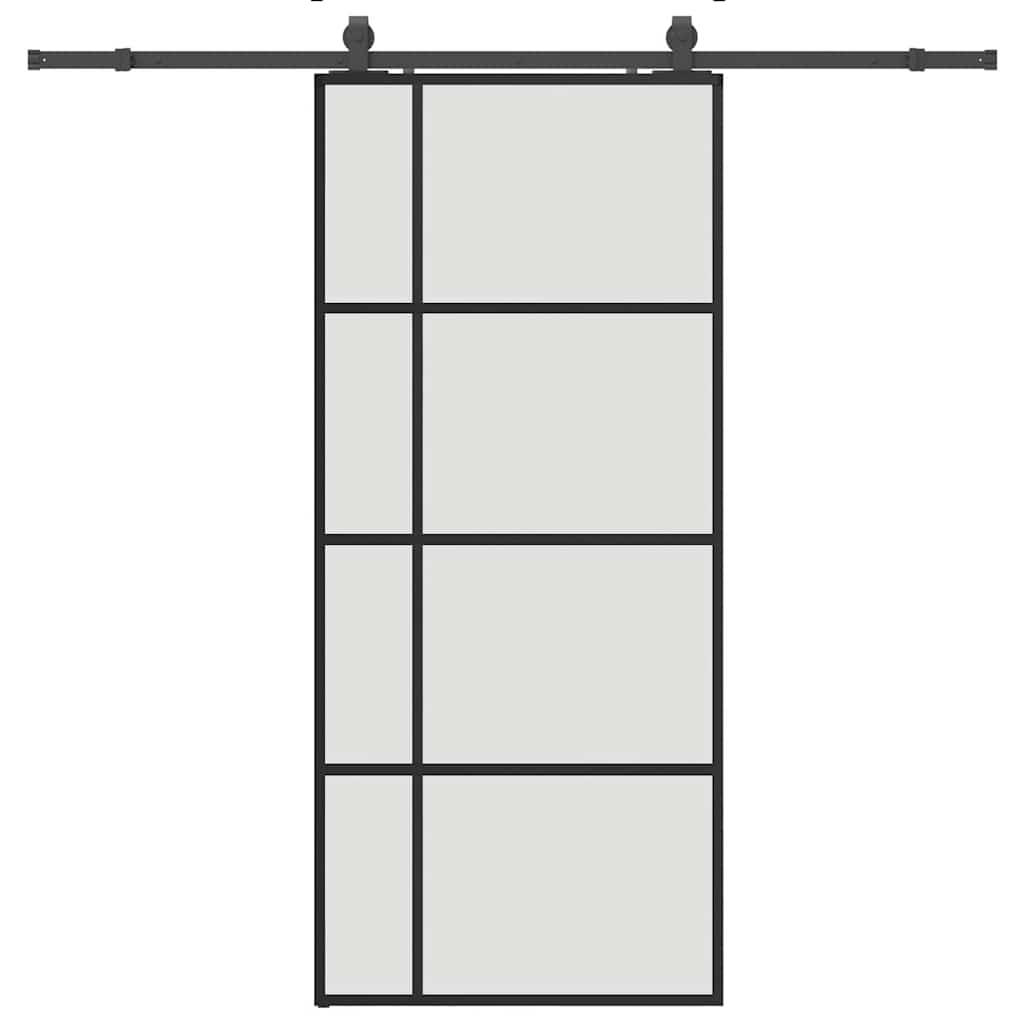 skydedør med hardwaresæt 90x205 cm ESG glas sort
