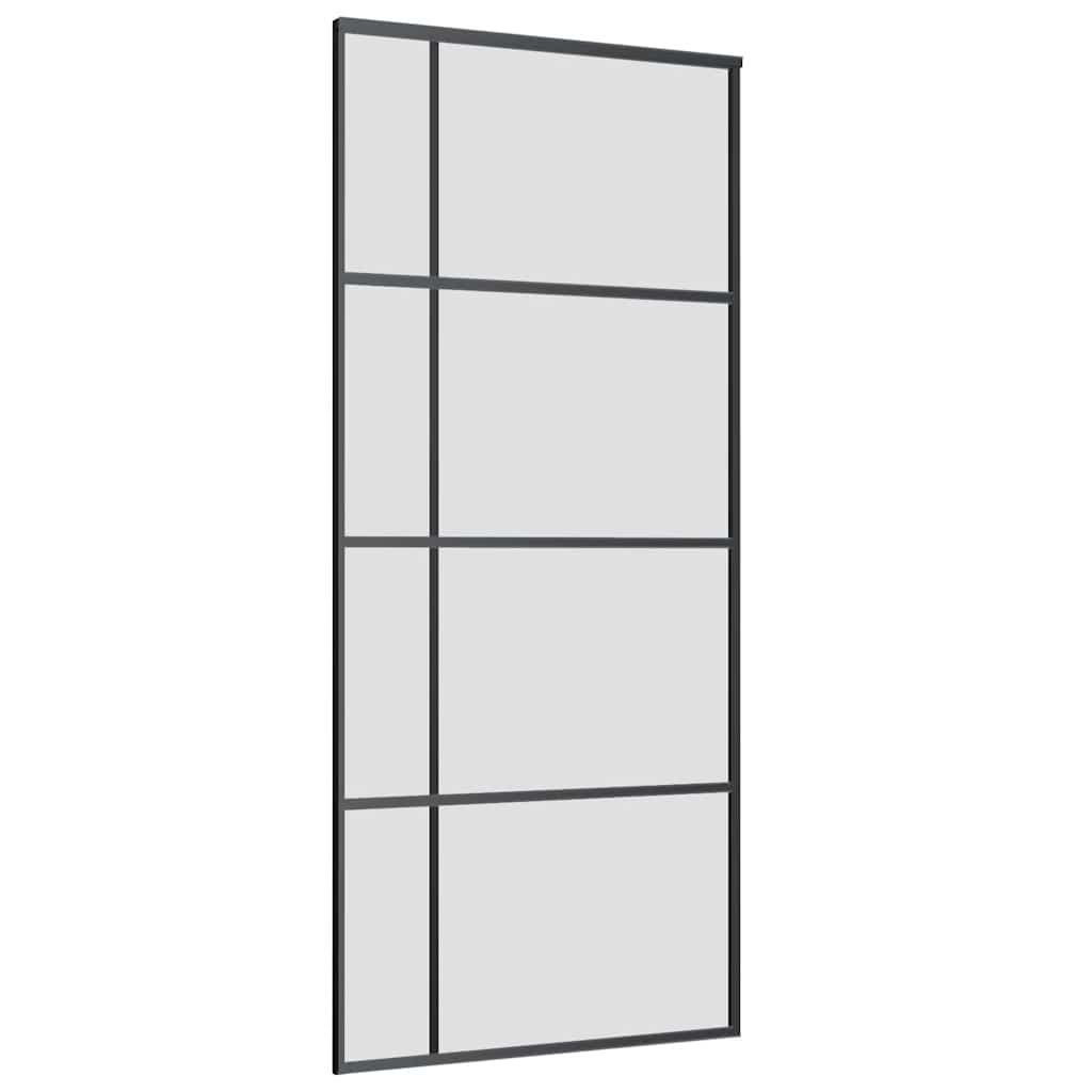 skydedør med hardwaresæt 90x205 cm ESG glas sort