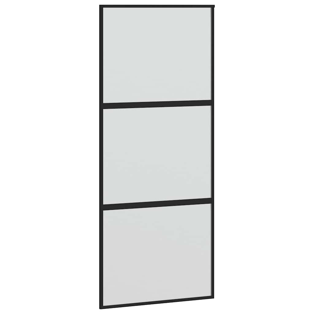 skydedør med hardwaresæt 90x205 cm hærdet glas sort