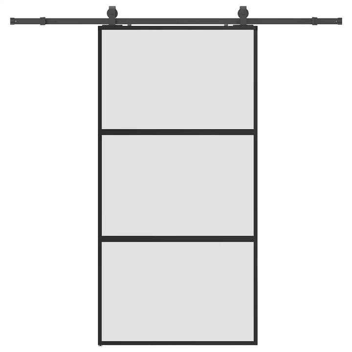 skydedør med hardwaresæt 102,5x205 cm hærdet glas sort