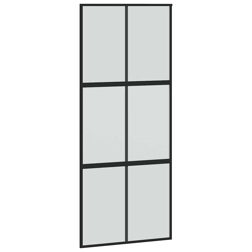 skydedør med hardwaresæt 90x205 cm hærdet glas sort