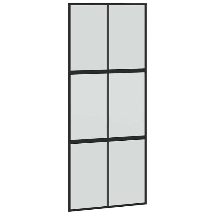 skydedør med hardwaresæt 90x205 cm hærdet glas sort