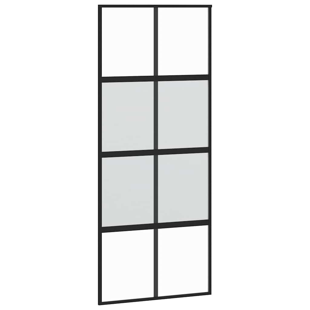 skydedør med hardwaresæt 90x205 cm hærdet glas sort