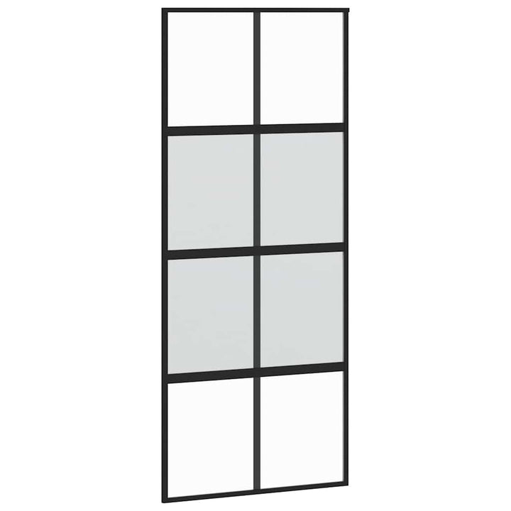 skydedør med hardwaresæt 90x205 cm hærdet glas sort