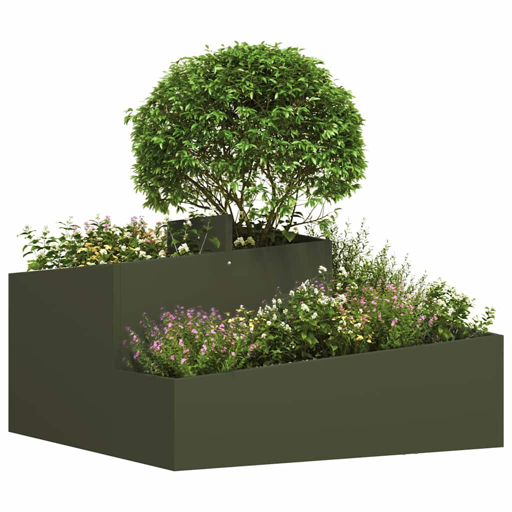 Have Blomsterkrukke Oliven grøn 80 x 80 x 50 cm Koldvalset stål