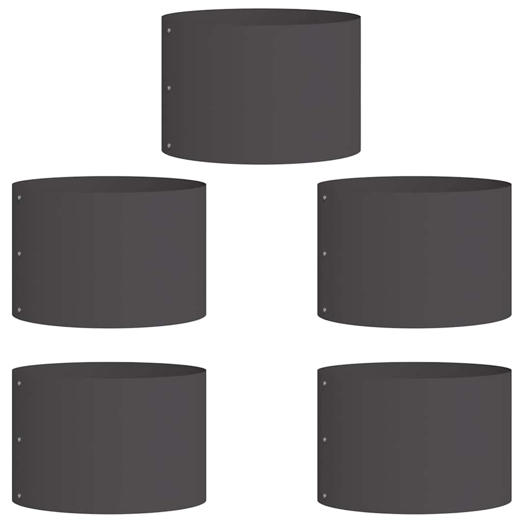 Plante ring 5 stk. Sort 30 x 30 x 20 cm Koldvalset stål