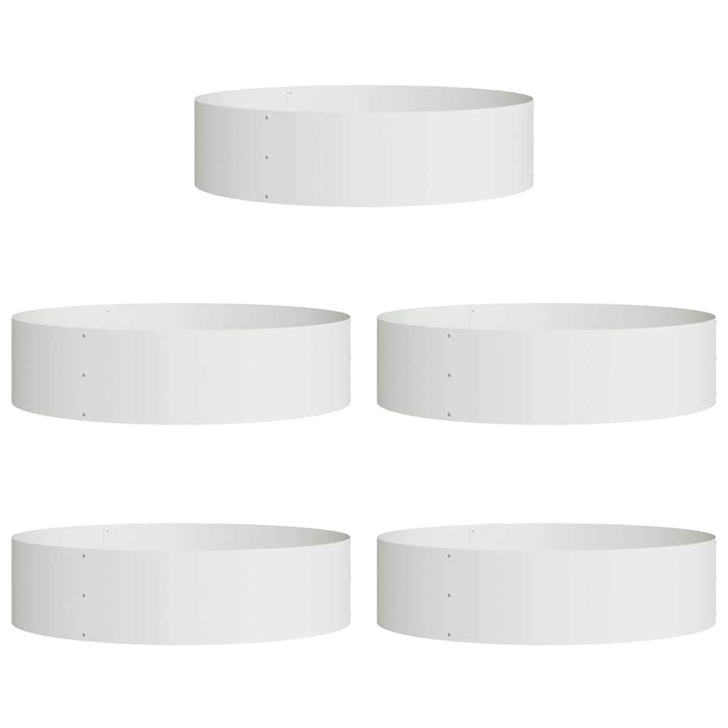 Plante ring 5 stk. Hvid 80 x 80 x 20 cm Koldvalset stål