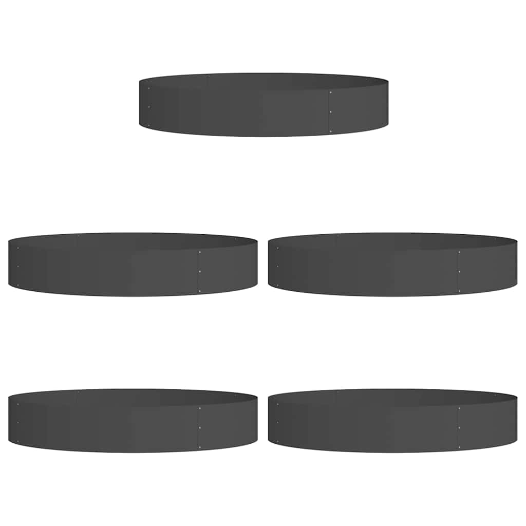 Plante ring 5 stk. Sort 120 x 120 x 20 cm Koldvalset stål