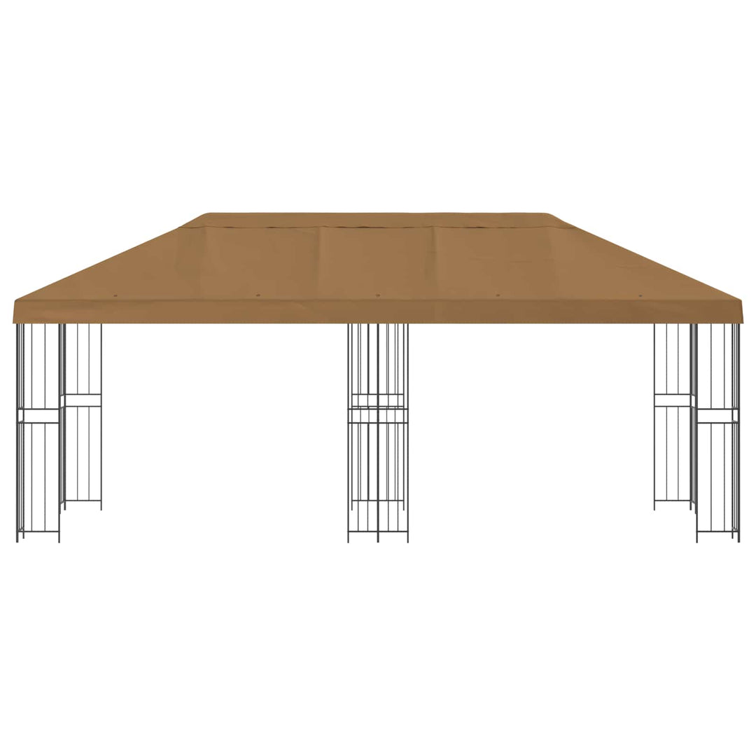 Pavillon med sidetapper 6 x 3 m Beige Polyester og Stål 190