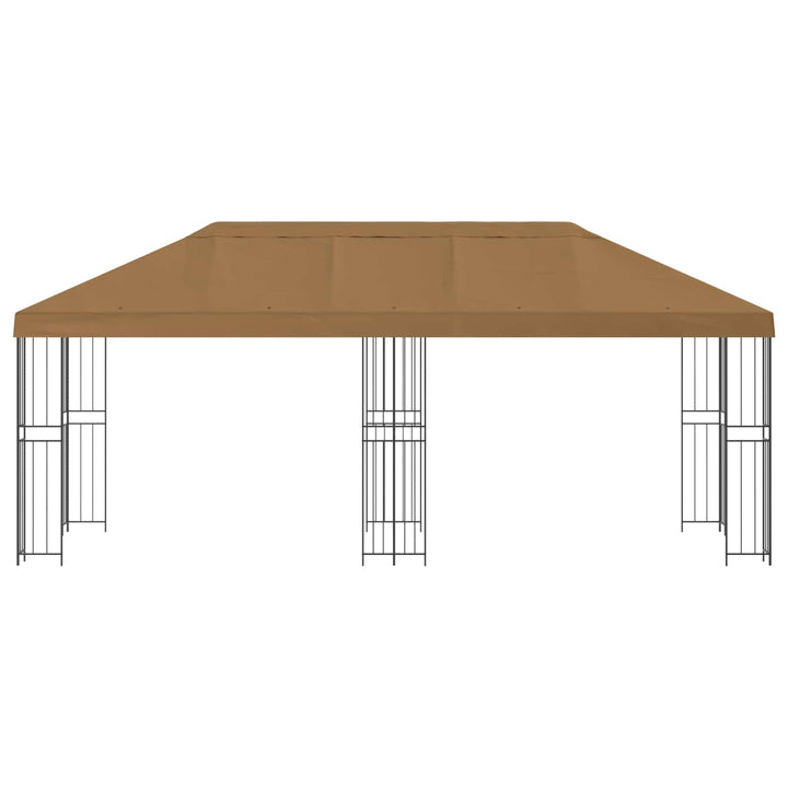 Pavillon med sidetapper 6 x 3 m Beige Polyester og Stål 190