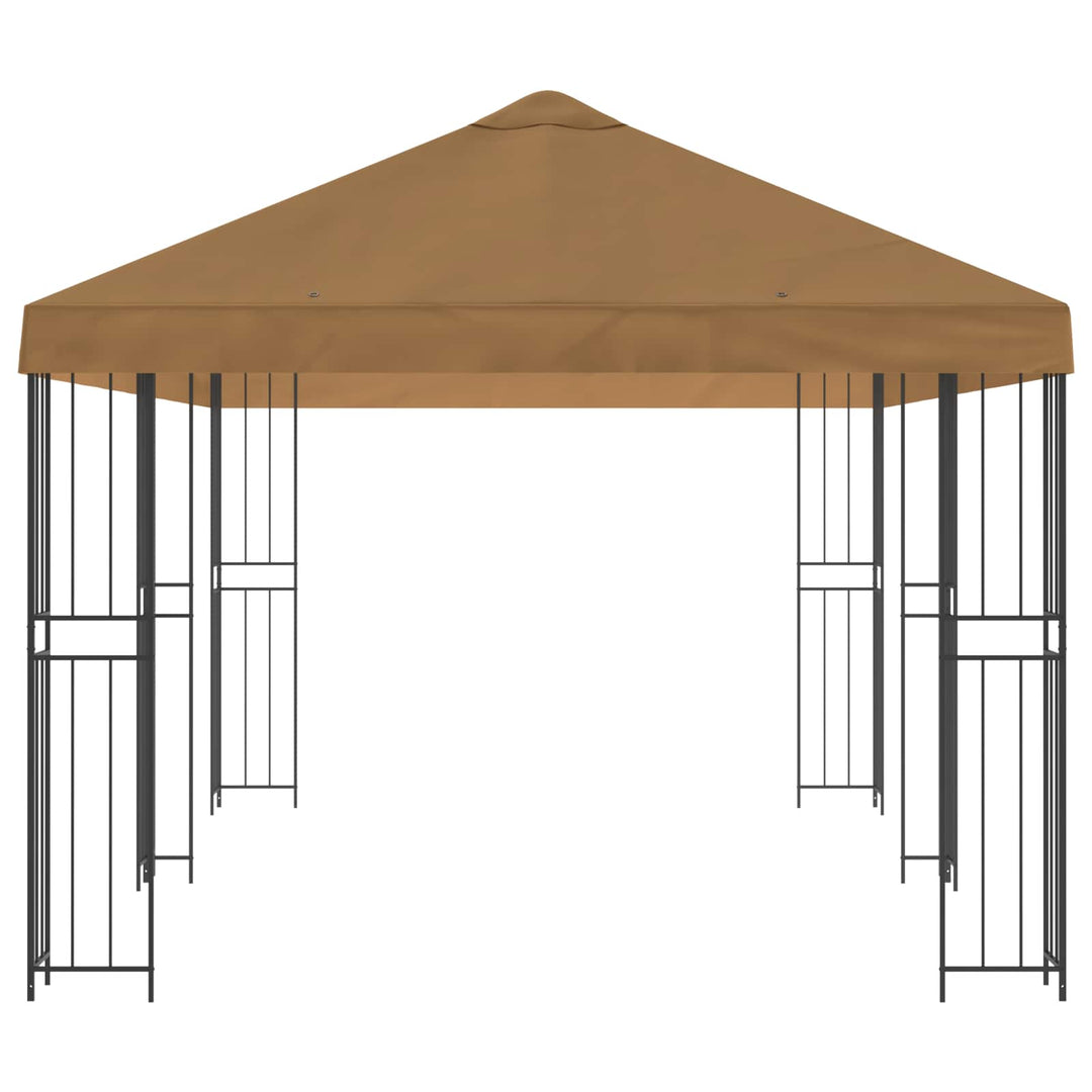 Pavillon med sidetapper 6 x 3 m Beige Polyester og Stål 190