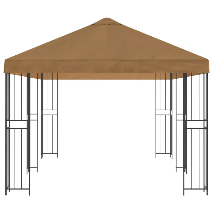 Pavillon med sidetapper 6 x 3 m Beige Polyester og Stål 190