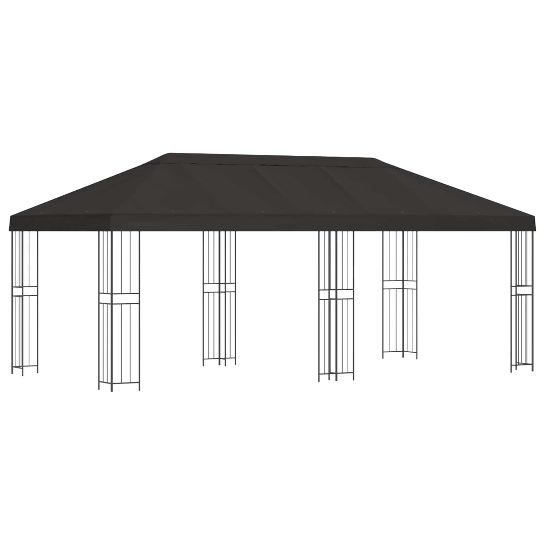 Pavillon med sidetapper 6 x 3 m Antracit Polyester og Stål 190