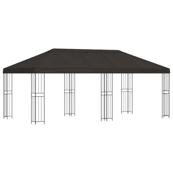 Pavillon med sidetapper 6 x 3 m Antracit Polyester og Stål 190