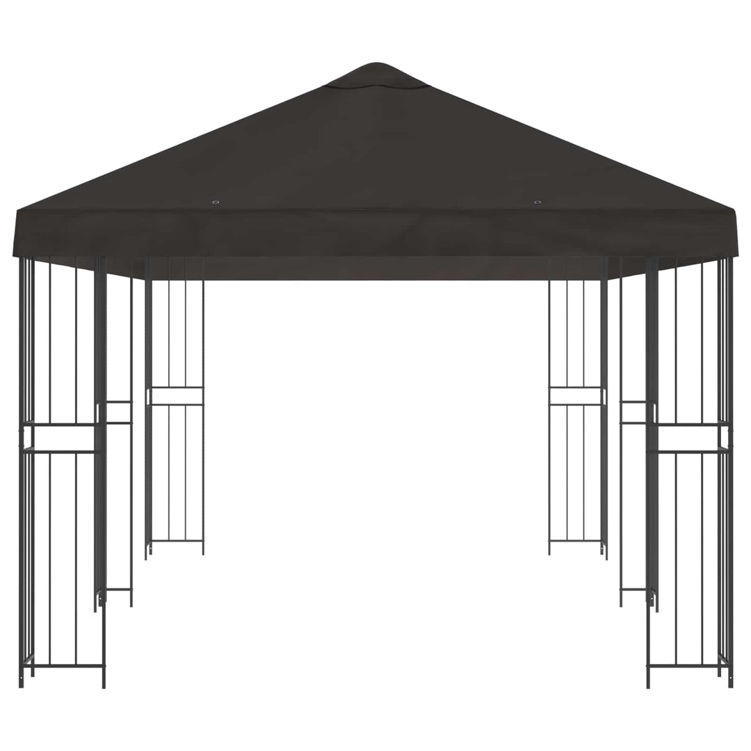 Pavillon med sidetapper 6 x 3 m Antracit Polyester og Stål 190