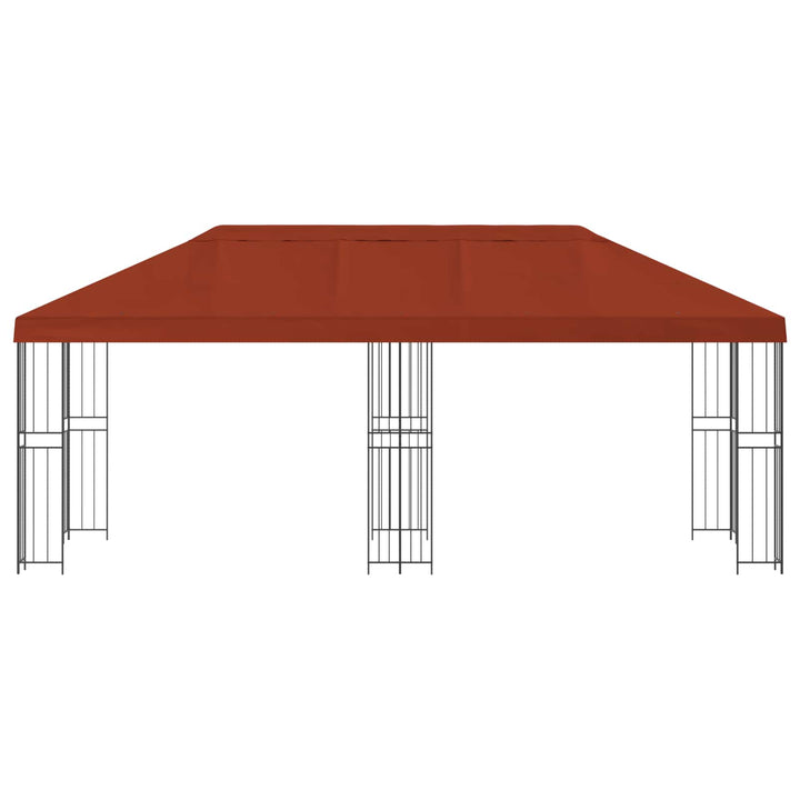 Pavillon med sidetapper 6 x 3 m Terrakotta Polyester og Stål