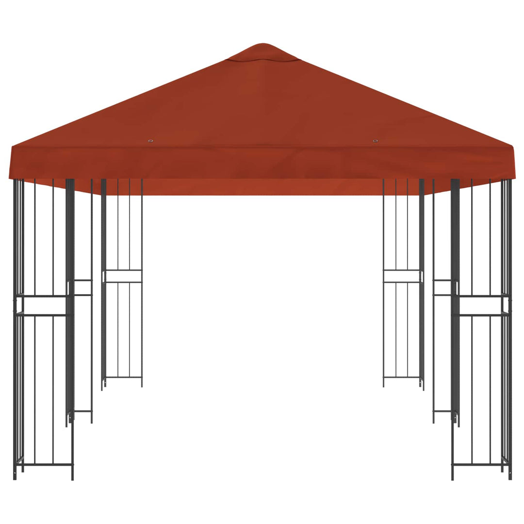 Pavillon med sidetapper 6 x 3 m Terrakotta Polyester og Stål