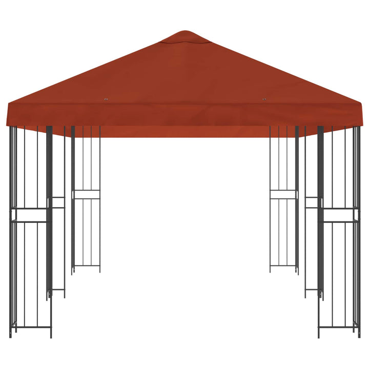 Pavillon med sidetapper 6 x 3 m Terrakotta Polyester og Stål