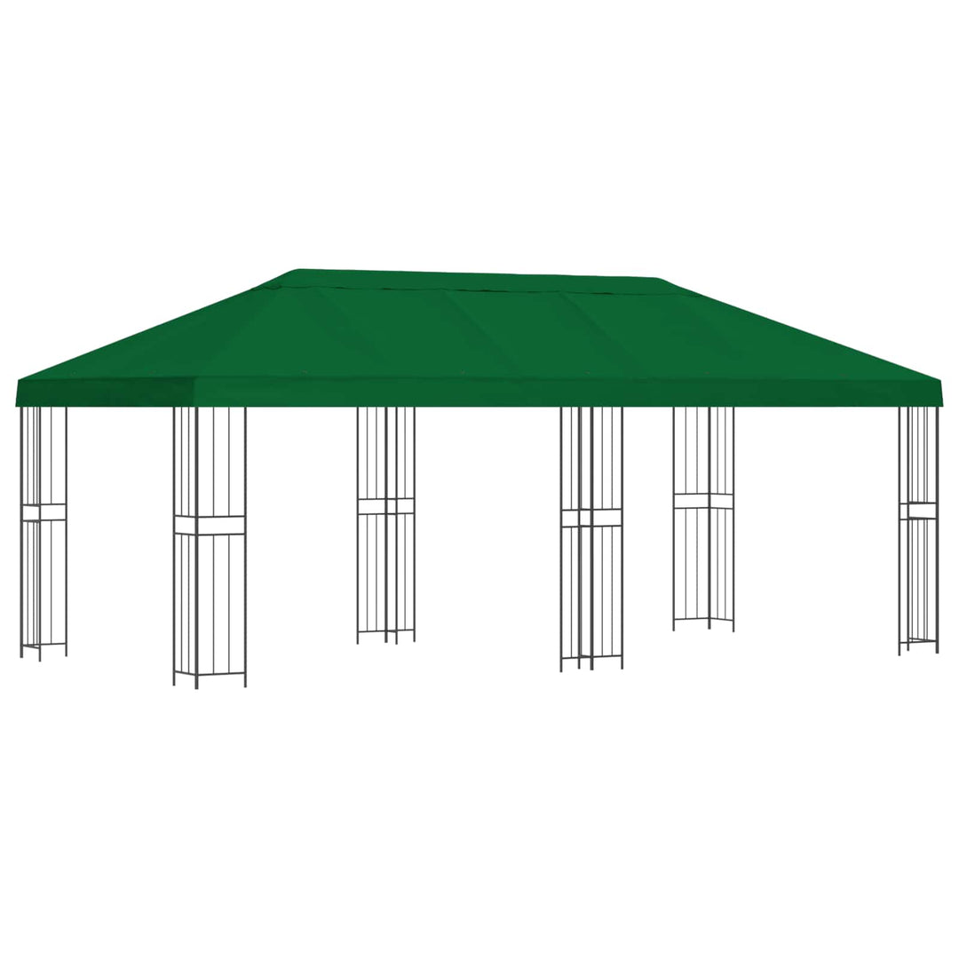 Pavillon med sidetapper 6 x 3 m Grøn Polyester og Stål 190