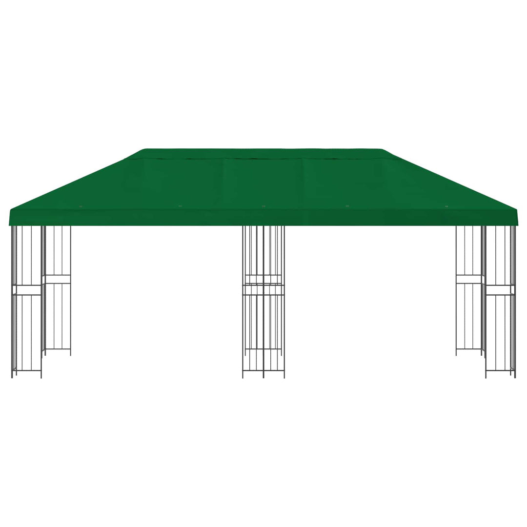 Pavillon med sidetapper 6 x 3 m Grøn Polyester og Stål 190