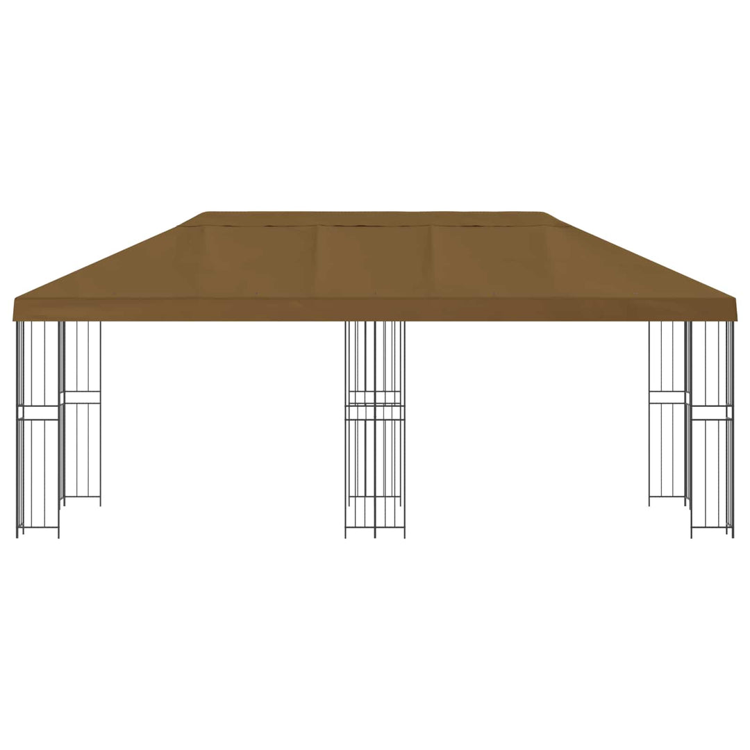 Pavillon med sidetapper 6 x 3 m Gråbrun Polyester og Stål 190