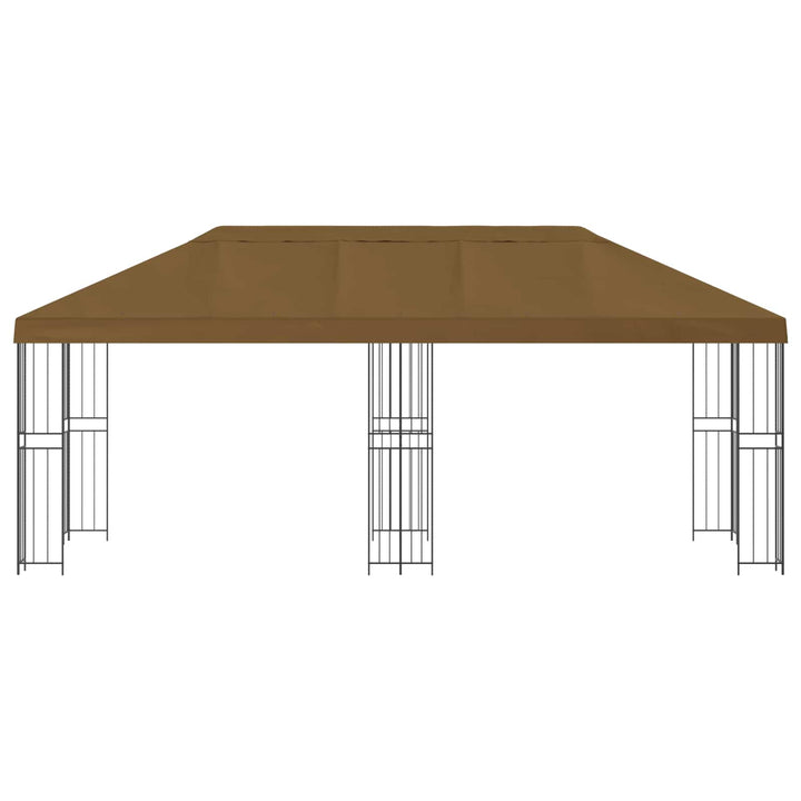 Pavillon med sidetapper 6 x 3 m Gråbrun Polyester og Stål 190