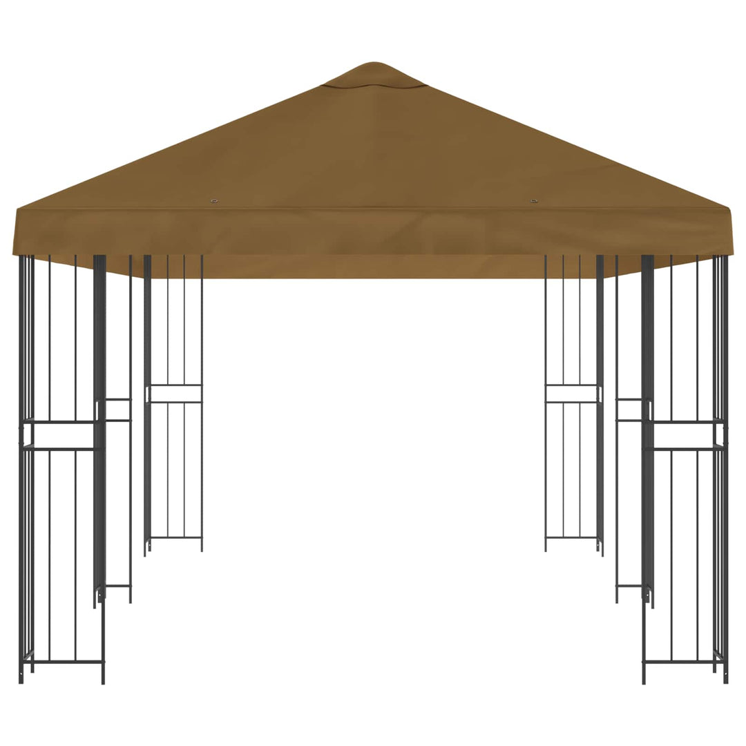 Pavillon med sidetapper 6 x 3 m Gråbrun Polyester og Stål 190